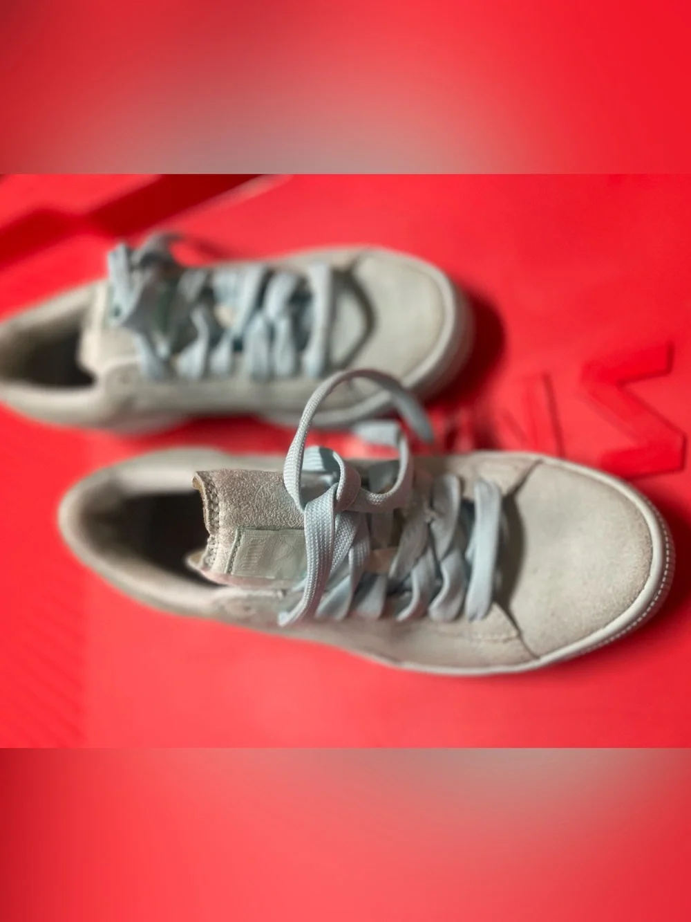 2 pairs Puma Kids Suede Sneakers in Dusty Rose light blue  with Gold Logo